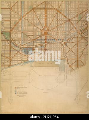 Platte 111 aus dem Plan von Chicago, 1909: Chicago. Plan des Zentrums der Stadt, zeigt das gegenwärtige Straßen- und Boulevard-System, 1909. Stockfoto