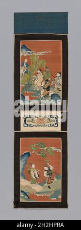 Panel (für einen Bildschirm), China, Qing-Dynastie (1644-1911), 1875/1900. Stockfoto