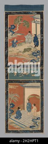 Panel (für einen Bildschirm), China, Qing-Dynastie (1644-1911), 1875/1900. Stockfoto