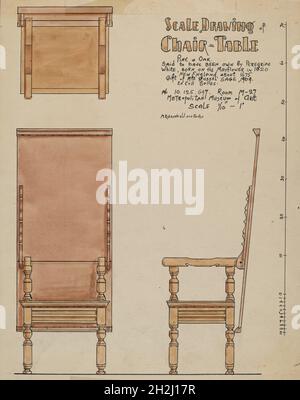 Stuhl-Tisch, c. 1936.(Weitere Informationen einschließlich der Geschichte des Lehrstuhls in der Notiz des Künstlers). Stockfoto