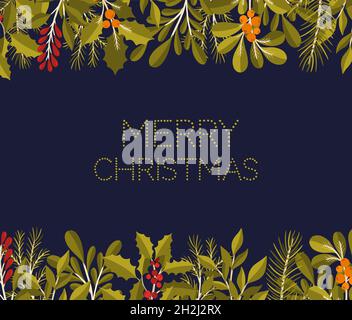 Weihnachten Rahmen floral Zweig.Urlaub Grenze Hintergrund Pflanze.Design Dekoration 2022 neues Jahr. Stock Vektor