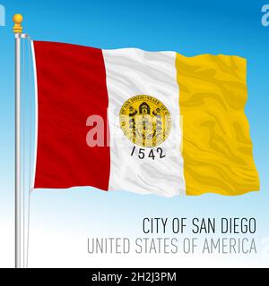 Flagge der Stadt San Diego, Kalifornien, USA, Vektorgrafik Stock Vektor