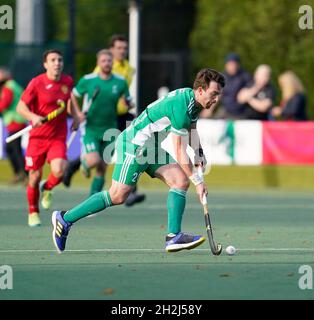 Cardiff, Wales, 21, Oktober 2021, Jeremy Duncan (Irland) im Einsatz, während der FIH-WELTMEISTERSCHAFT 2023 - EUROPÄISCHE QUALIFIKATIONSSPIELE, Credit:, Graham Glendinning,/ Alamy Live News Stockfoto