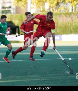 Cardiff, Wales, 21, Oktober 2021, Iaroslav Loginov (Russland) im Einsatz, während der FIH WELTMEISTERSCHAFT 2023 - EUROPÄISCHE QUALIFIKATIONSSPIELE, Credit:, Graham Glendinning,/ Alamy Live News Stockfoto