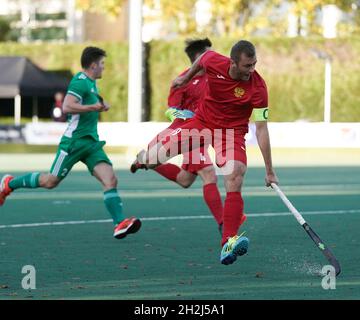 Cardiff, Wales, 21, Oktober 2021, Iaroslav Loginov (Russland) im Einsatz, während der FIH WELTMEISTERSCHAFT 2023 - EUROPÄISCHE QUALIFIKATIONSSPIELE, Credit:, Graham Glendinning,/ Alamy Live News Stockfoto