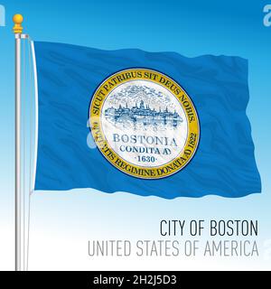 Flagge der Stadt Boston, Massachusetts, USA, Vektorgrafik Stock Vektor