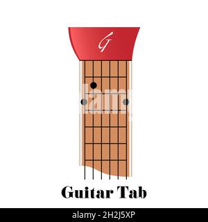 Gitarre Tabulator mit Akkord G-Dur, Vektorgrafik Stock Vektor