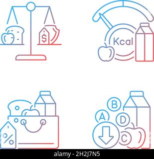 Lineare Vektorsymbole für den Gradienten für ungenügenden Lebensmittelkonsum eingestellt Stock Vektor