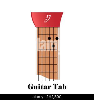 Gitarre Tabulator mit Akkord D-Dur, Vektorgrafik Stock Vektor