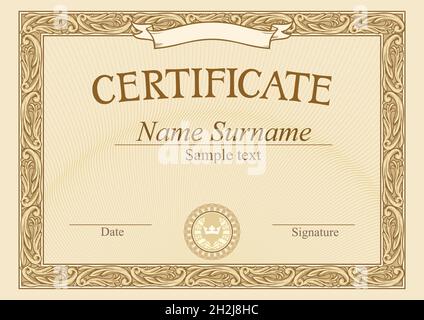 Vektordarstellung der Zertifikatvorlage Stock Vektor