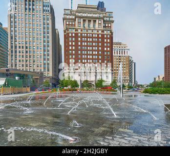 1600 Arch Street, The Phoenix, ist der ehemalige Hauptsitz der Insurance Company of North America. Das Wahrzeichen von Philadelphia ist heute ein Wohngebiet. Stockfoto