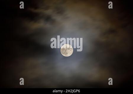Der Vollmond des Jägers wird am 20. Oktober 2021 in San Jose, Kalifornien, gesehen. Stockfoto