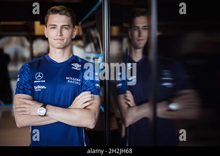 Austin, USA. Oktober 2021. Logan Sargeant (USA) Williams Racing Academy Fahrer. Großer Preis der Vereinigten Staaten, Freitag, 22. Oktober 2021. Circuit of the Americas, Austin, Texas, USA. Quelle: James Moy/Alamy Live News Stockfoto