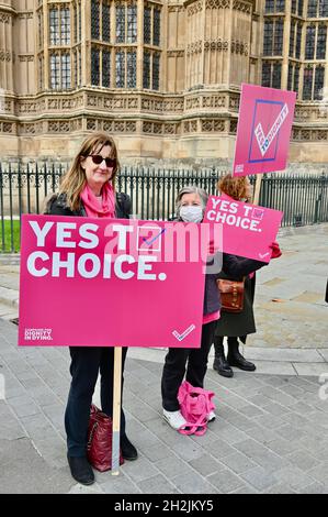 London, Großbritannien. Demonstranten, die Reformen forderten, versammelten sich vor dem Parlamentsgebäude in Westminster, als Kollegen über neue Gesetze zum Sterben mit Sterbehilfe debattierten. Der Protest wurde von Dignity in Dying and Humanists UK organisiert. Credit Michael Melia / Alamy Live News Stockfoto