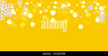 Festlicher Hintergrund mit Bokeh-Lichtern und Schneeflocken Stockfoto