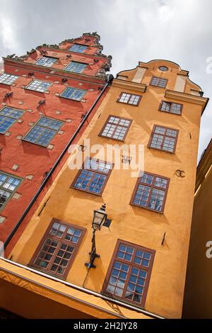 Berühmte Häuser auf dem Stortorget Platz in Stockholm, Schweden Stockfoto