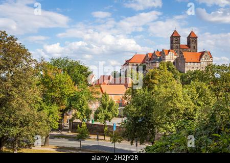 Blick auf die Abtei Quedlinburg, Deutschland Stockfoto