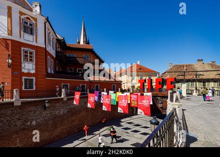 Die Brücke von liegt in Sibiu in Rumänien Stockfoto