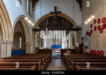 Innenraum der Pfarrkirche St. Edwards, Stow on the Wold Town, Gloucestershire, Cotswolds, England Stockfoto