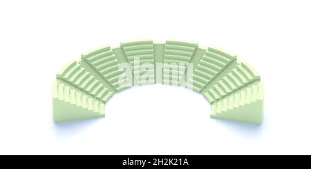 Altes Amphitheater theater im römischen Stil pastellgrün auf weißem Hintergrund isoliert. Freilufttheater für Kunst und Sport. 3d-Illustration Stockfoto