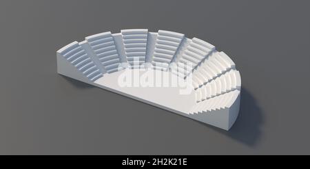 Antikes Amphitheater theater im römischen Stil in weißer Farbe auf grauem Hintergrund. Freilufttheater für Kunst und Sport, 3d-Illustration Stockfoto