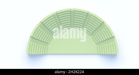 Altes Amphitheater theater im römischen Stil pastellgrün auf weißem Hintergrund isoliert. Freilufttheater für Kunst und Sport. 3d-Illustration Stockfoto