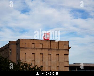 Schweizer Flagge der Schweizer Botschaft Stockfoto