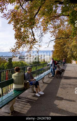 Promenade de la Treille, Genf, Schweiz Stockfoto