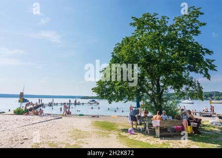 Herrsching am Ammersee: Ammersee, Strand in Oberbayern, Oberbayern, Bayern, Bayern, Deutschland Stockfoto