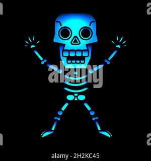 Totenköpfe, Tag der Toten und Halloween, Neonfarbe Stock Vektor