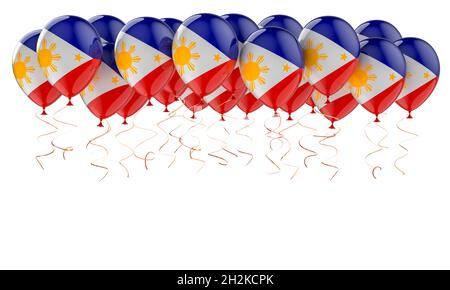 Ballons mit philippinischer Flagge, 3D-Rendering isoliert auf weißem Hintergrund Stockfoto