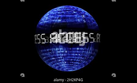 Datenkonzept auf rotierender Kugel aufrufen Stockfoto