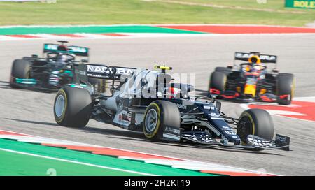 Austin, Texas, USA. Oktober 2021. F1-Fahrer #10 PIERRE GASLY Scuderia Alpha Tauri Honda Team in Runde 13 während des zweiten Trainings. (Bild: © Hoss McBain/ZUMA Press Wire) Bild: ZUMA Press, Inc./Alamy Live News Stockfoto