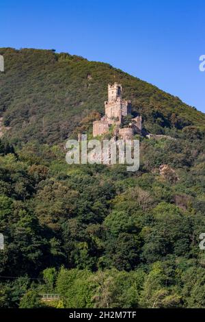 Schloss Sooneck (Burg Sooneck) Landschaft am oberen Mittelrhein bei Niederheimbach, Deutschland Stockfoto