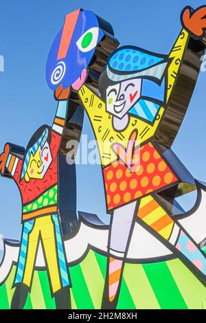 Miami Florida, Children's Museum Zeichen Kunst Kunstwerk Künstler Romero Britto vor der Außenseite Stockfoto