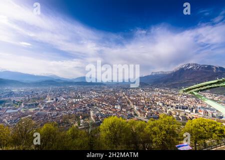 Grenoble Stadt sehen vom Standpunkt der Bastille aus Stockfoto