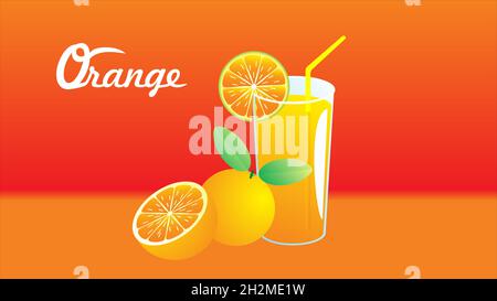 Set von isolierten farbigen Orange mit Blättern, Hälfte, Scheibe, Kreis und ganze saftige Frucht auf weißem Hintergrund. Realistische 3d Vektor Zitrussammlung. Stock Vektor