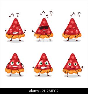 Ein Bild von Scheibe Erdbeer Tart Tänzer Cartoon-Figur genießen die Musik. Vektorgrafik Stock Vektor