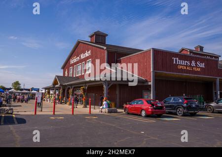 Hauptgebäude in St. Jacobs Bauernmarkt, Jacobs, Ontario, Kanada Stockfoto