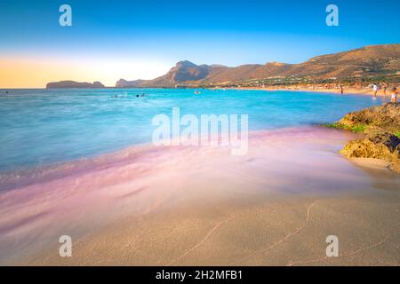 Berühmte Sandstrand von Falasarna im Norden westlich von Chania, Kreta, Griechenland. Stockfoto