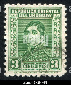 URUGUAY - UM 1934: Stempel gedruckt von Uruguay, zeigt General Rivera, um 1934 Stockfoto