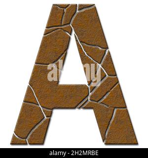 3D-Rendering von Metallmuster und Textur Alphabet Großbuchstaben mit Rissen Stockfoto