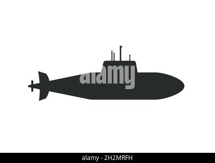 Vektordarstellung „U-Boot-Kriegssymbole“. Schwarze Silhouette Stock Vektor