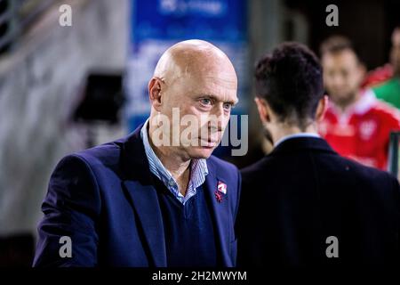 Vejle, Dänemark. Oktober 2021. Cheftrainer Peter Sorensen von Vejle Boldklub beim 3F Superliga-Spiel zwischen Vejle Boldklub und FC Nordsjaelland im Vejle Stadion in Vejle. (Foto: Gonzales Photo/Alamy Live News Stockfoto