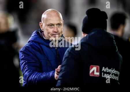 Vejle, Dänemark. Oktober 2021. Cheftrainer Peter Sorensen von Vejle Boldklub nach dem 3F Superliga-Spiel zwischen Vejle Boldklub und FC Nordsjaelland im Vejle Stadion in Vejle. (Foto: Gonzales Photo/Alamy Live News Stockfoto