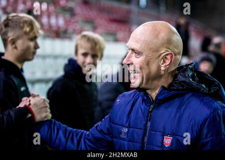 Vejle, Dänemark. Oktober 2021. Cheftrainer Peter Sorensen von Vejle Boldklub nach dem 3F Superliga-Spiel zwischen Vejle Boldklub und FC Nordsjaelland im Vejle Stadion in Vejle. (Foto: Gonzales Photo/Alamy Live News Stockfoto