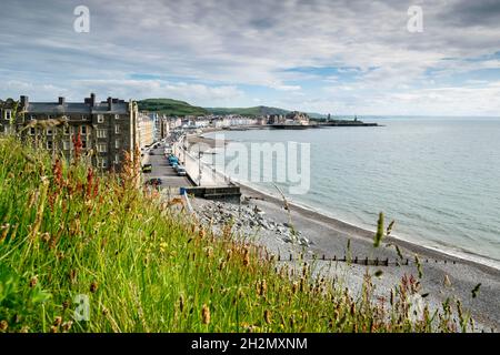 Aberystwyth Promenade Ceredigion im mittleren Wales von Norden nach Süden Stockfoto