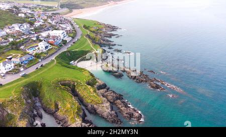 BarWoolacombe Beach & Esplanade - Woolacombe, Devon, Großbritannien Stockfoto