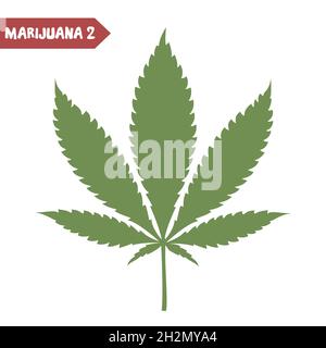 Cannabisblatt isoliert auf weißem Hintergrund. Stock Vektor
