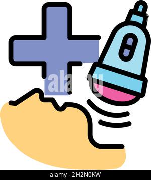 Ultraschallsymbol der Schilddrüse. Kontur der Schilddrüse Schilddrüse Ultraschall Vektor Symbol Farbe flach isoliert Stock Vektor